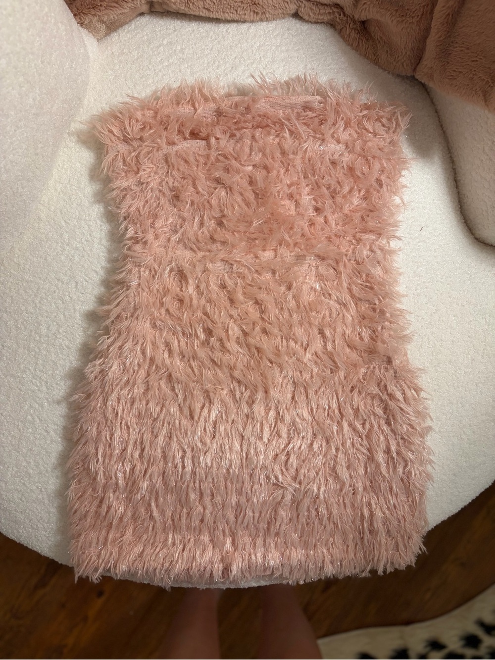 Lulu's Dusty Rose Faux Fur Strapless Mini Dress